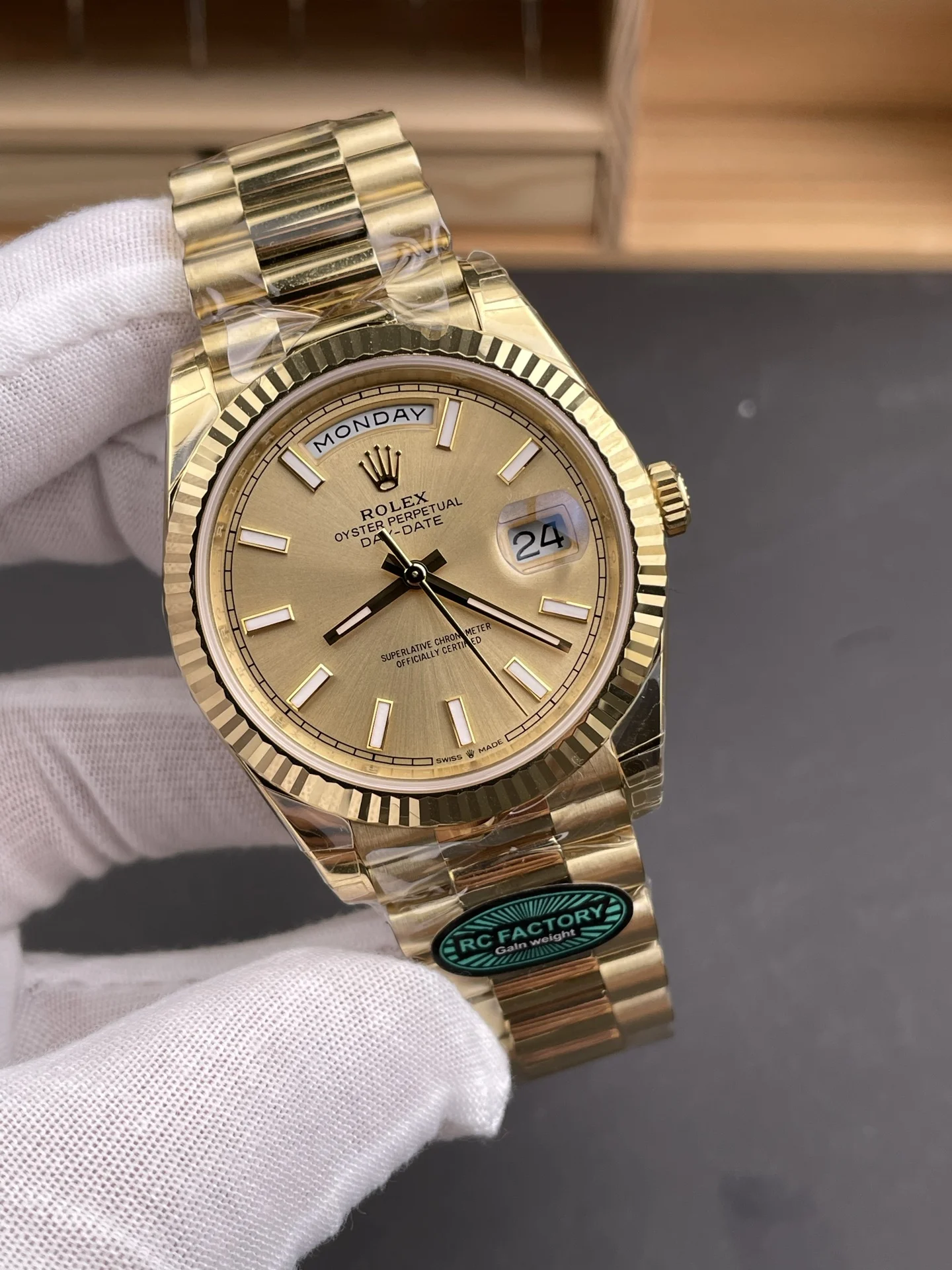 Rolex Day-Date 40mm — photographed off the sweep