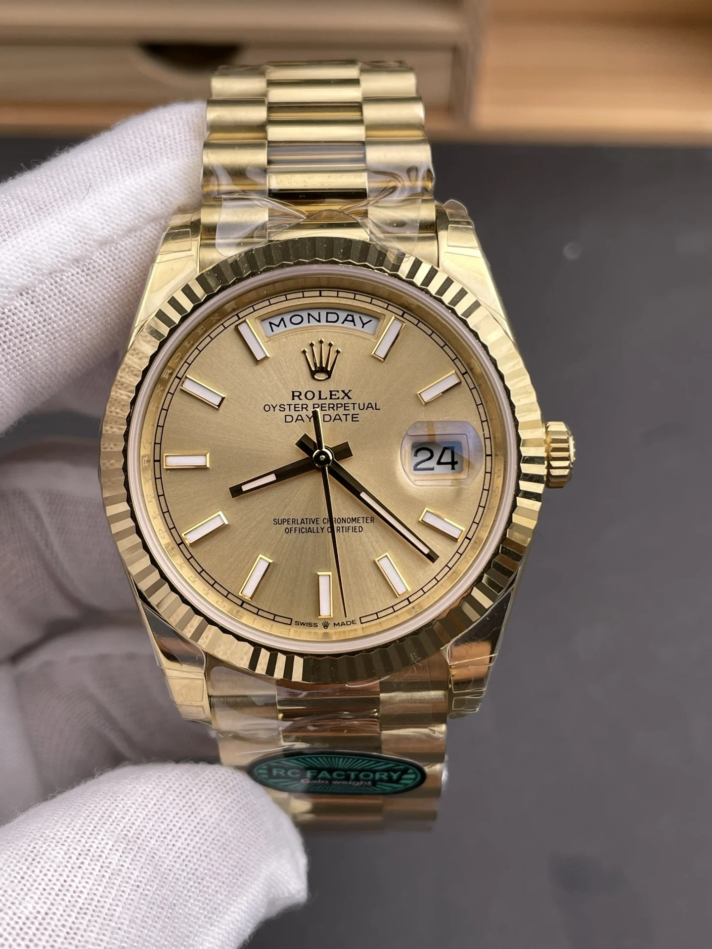 Rolex Day-Date 40mm — photographed off the sweep