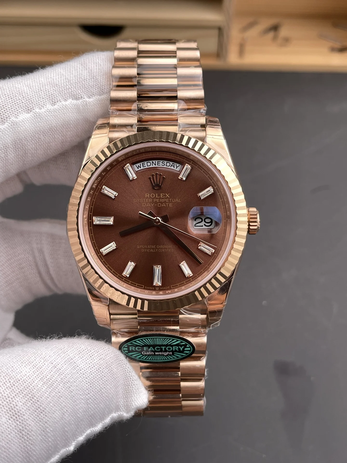 Rolex Day-Date 40mm — photographed off the sweep