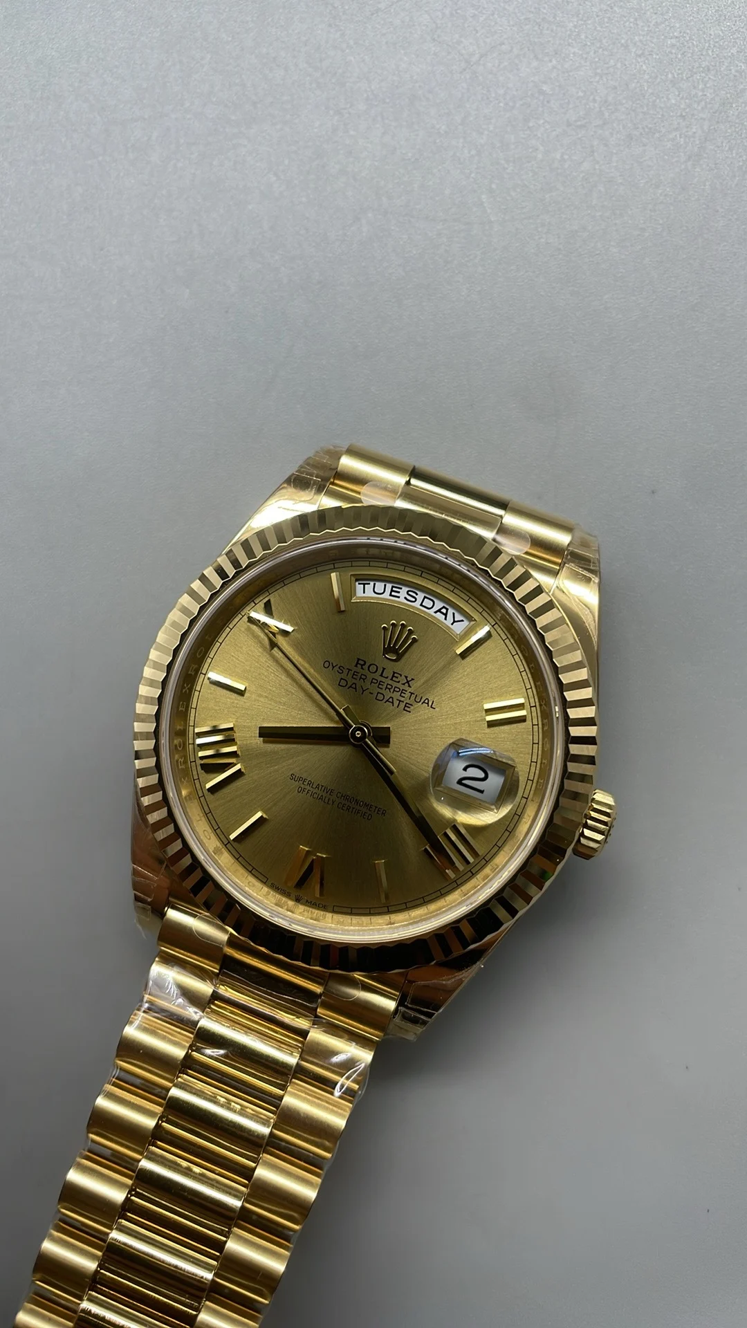 Rolex Day-Date 40mm — photographed off the sweep