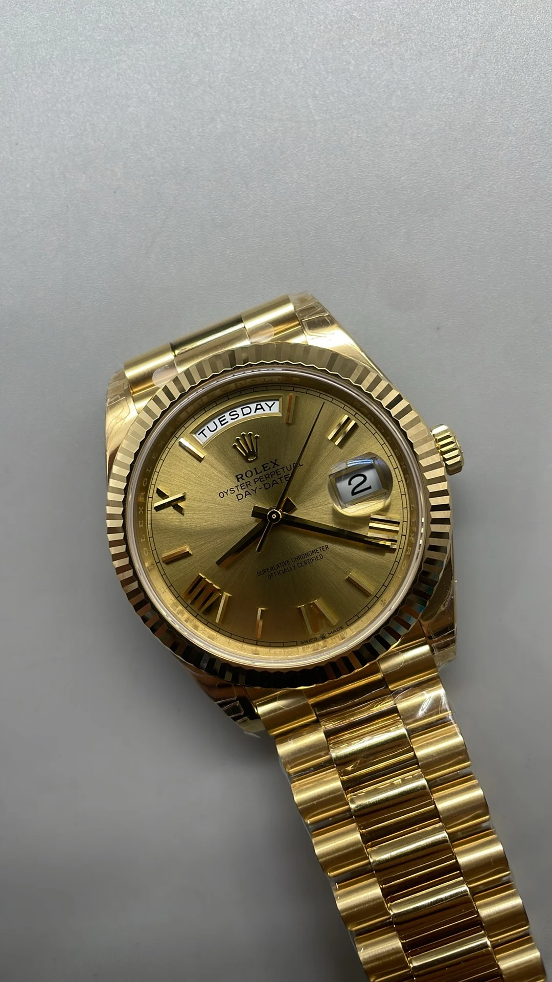 Rolex Day-Date 40mm — photographed off the sweep