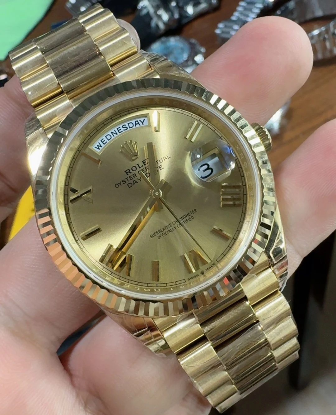 Rolex Day-Date 40mm — photographed off the sweep