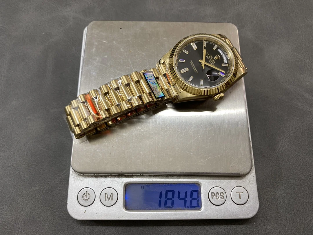 Rolex Day-Date Black Dial 40mm — photographed off the sweep
