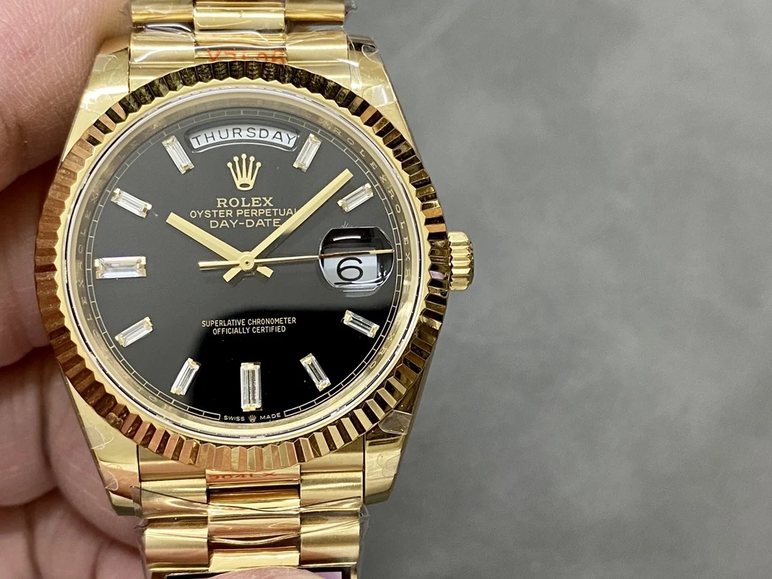 Rolex Day-Date Black Dial 40mm — photographed off the sweep