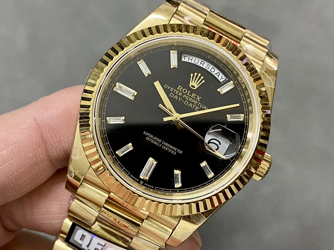 Rolex Day-Date Black Dial 40mm — photographed off the sweep