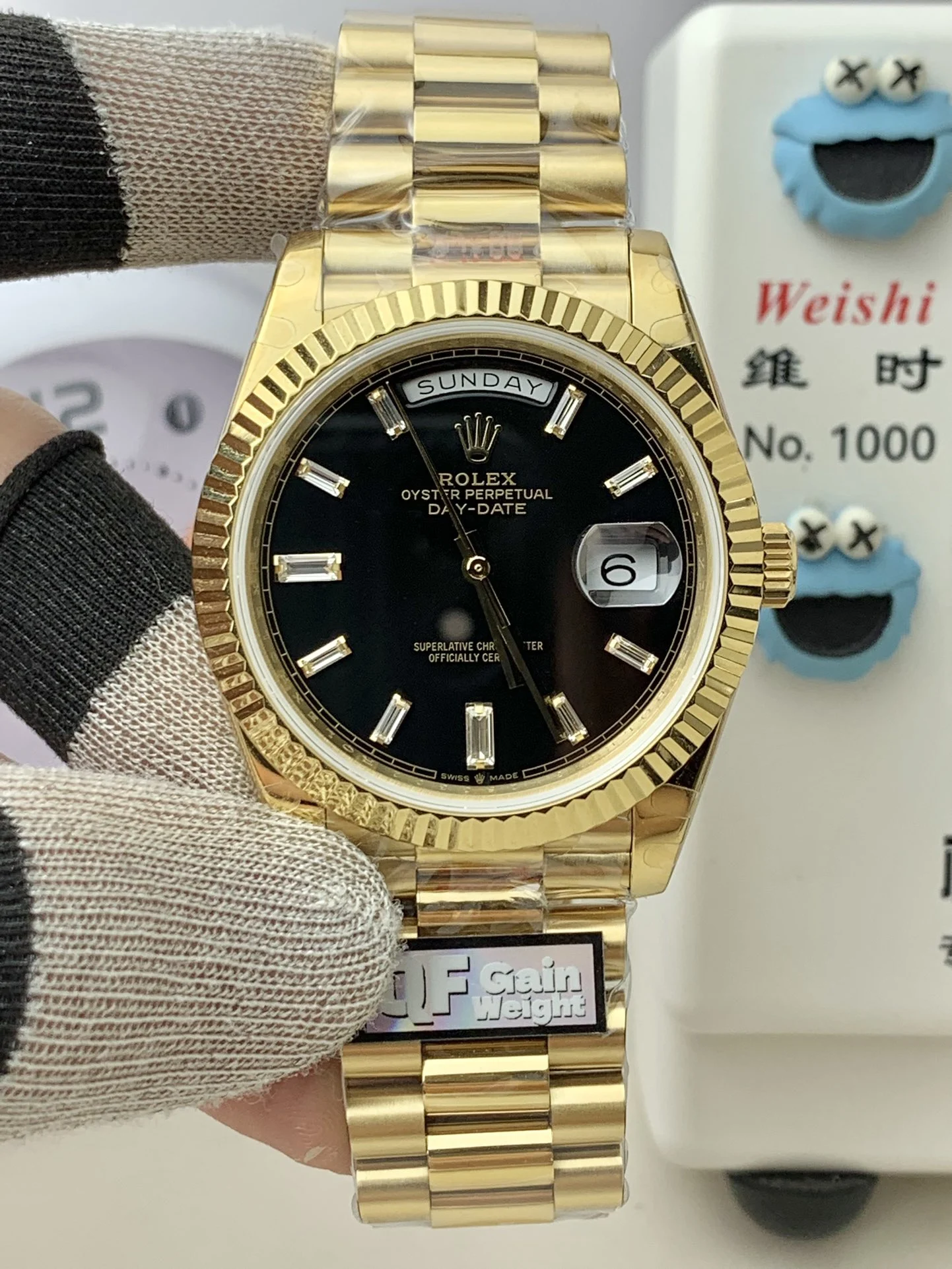Rolex Day-Date Black Dial 40mm — photographed off the sweep