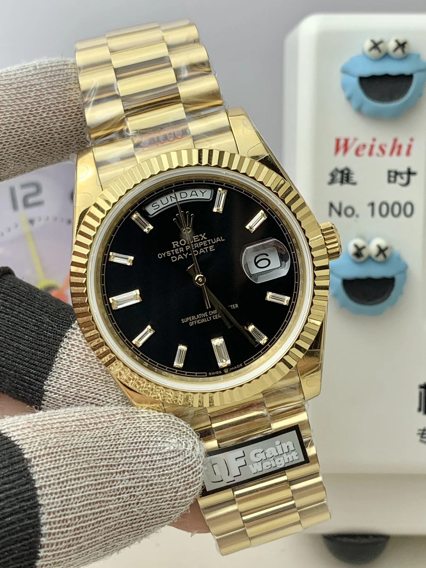 Rolex Day-Date Black Dial 40mm — photographed off the sweep