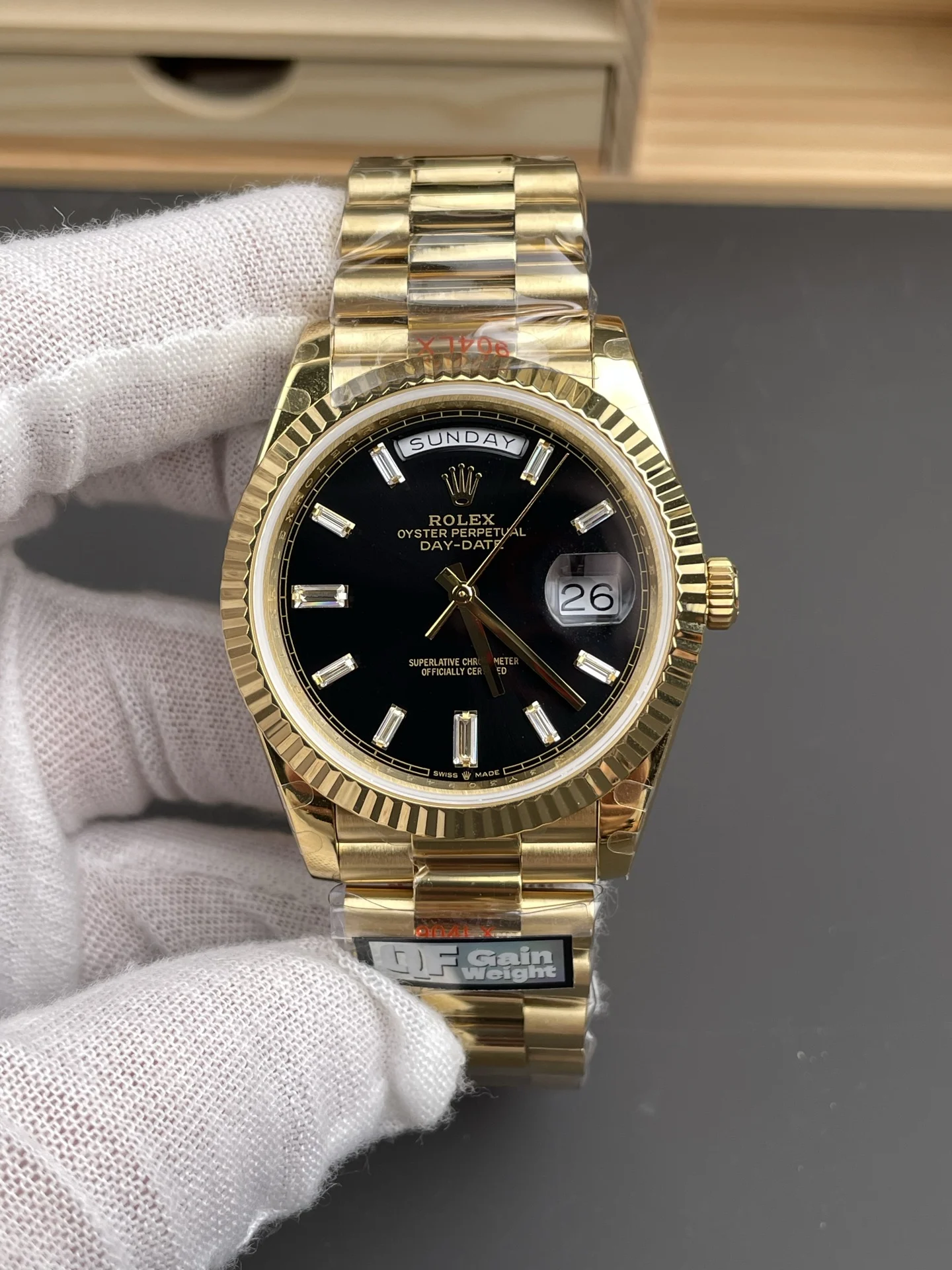 Rolex Day-Date Black Dial 40mm — photographed off the sweep