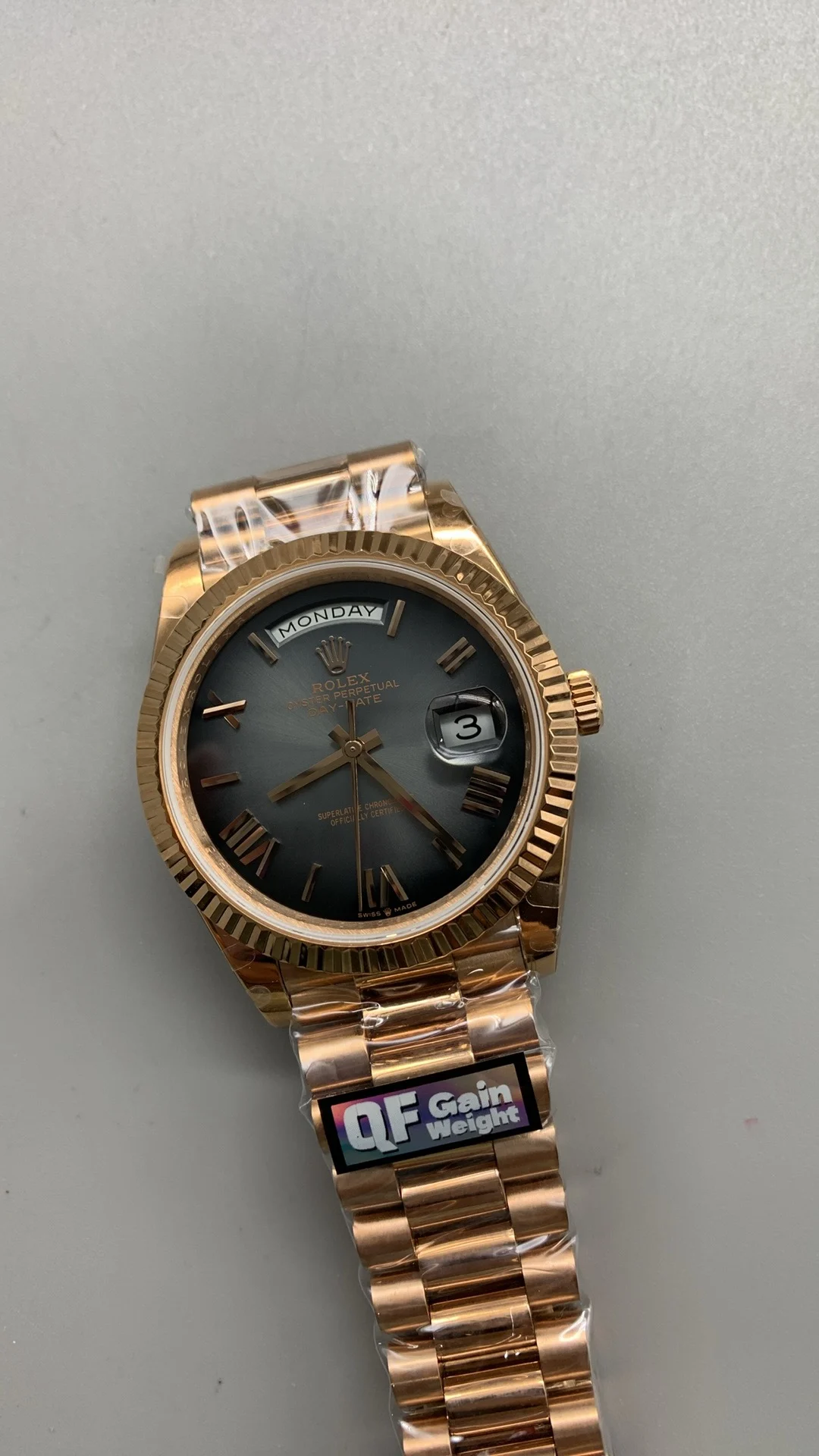 Rolex Day-Date Black Dial 40mm — photographed off the sweep