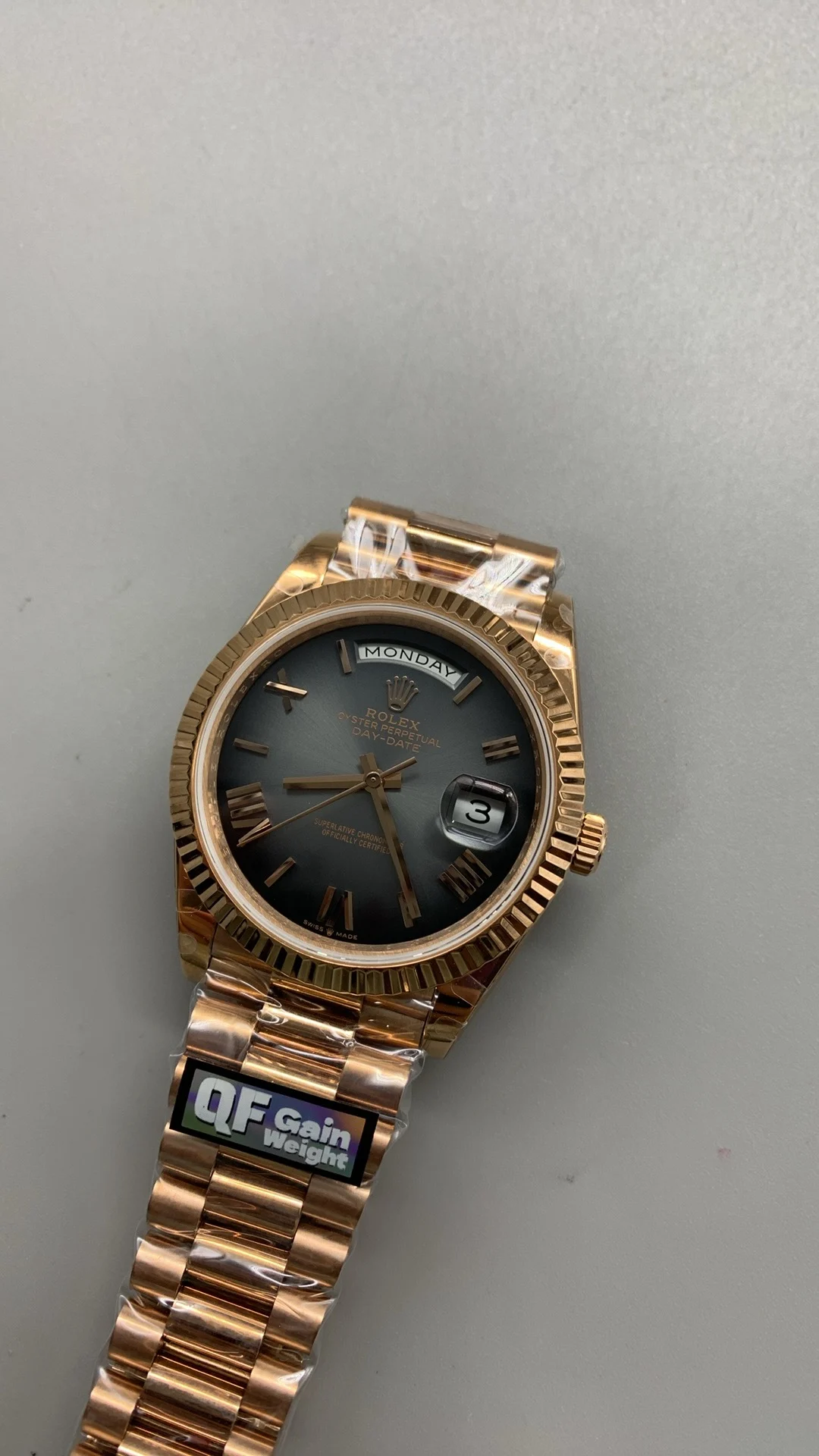 Rolex Day-Date Black Dial 40mm — photographed off the sweep