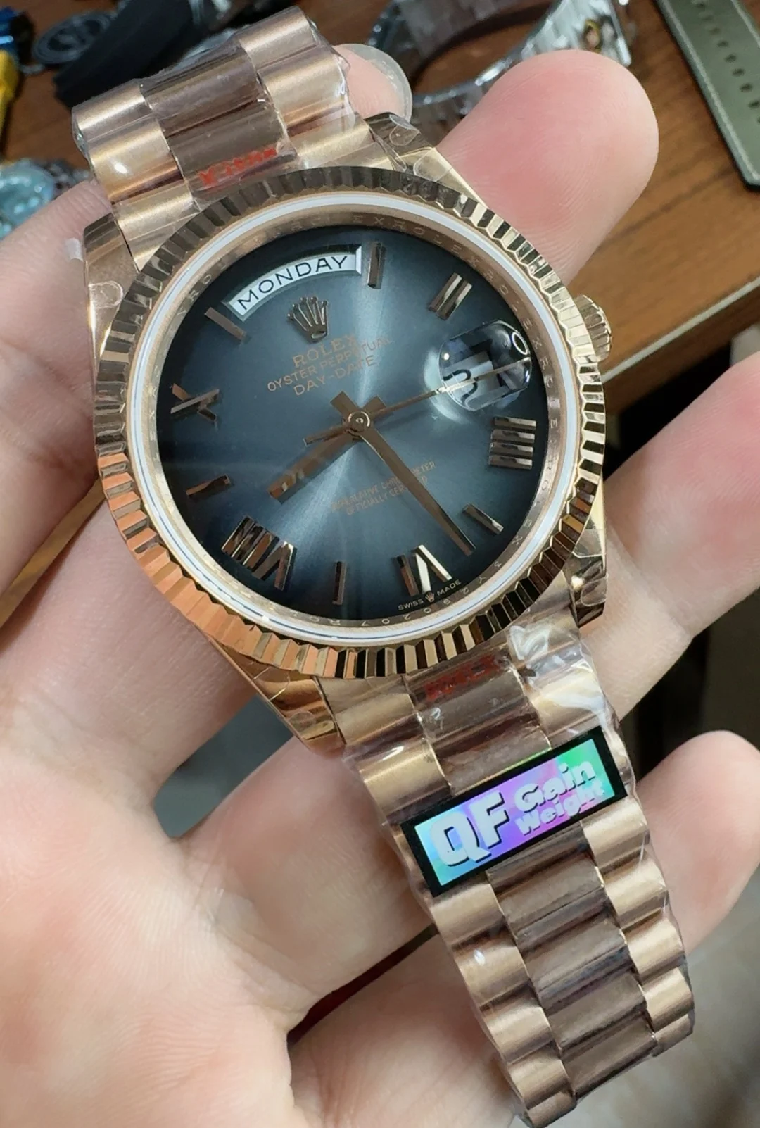 Rolex Day-Date Black Dial 40mm — photographed off the sweep