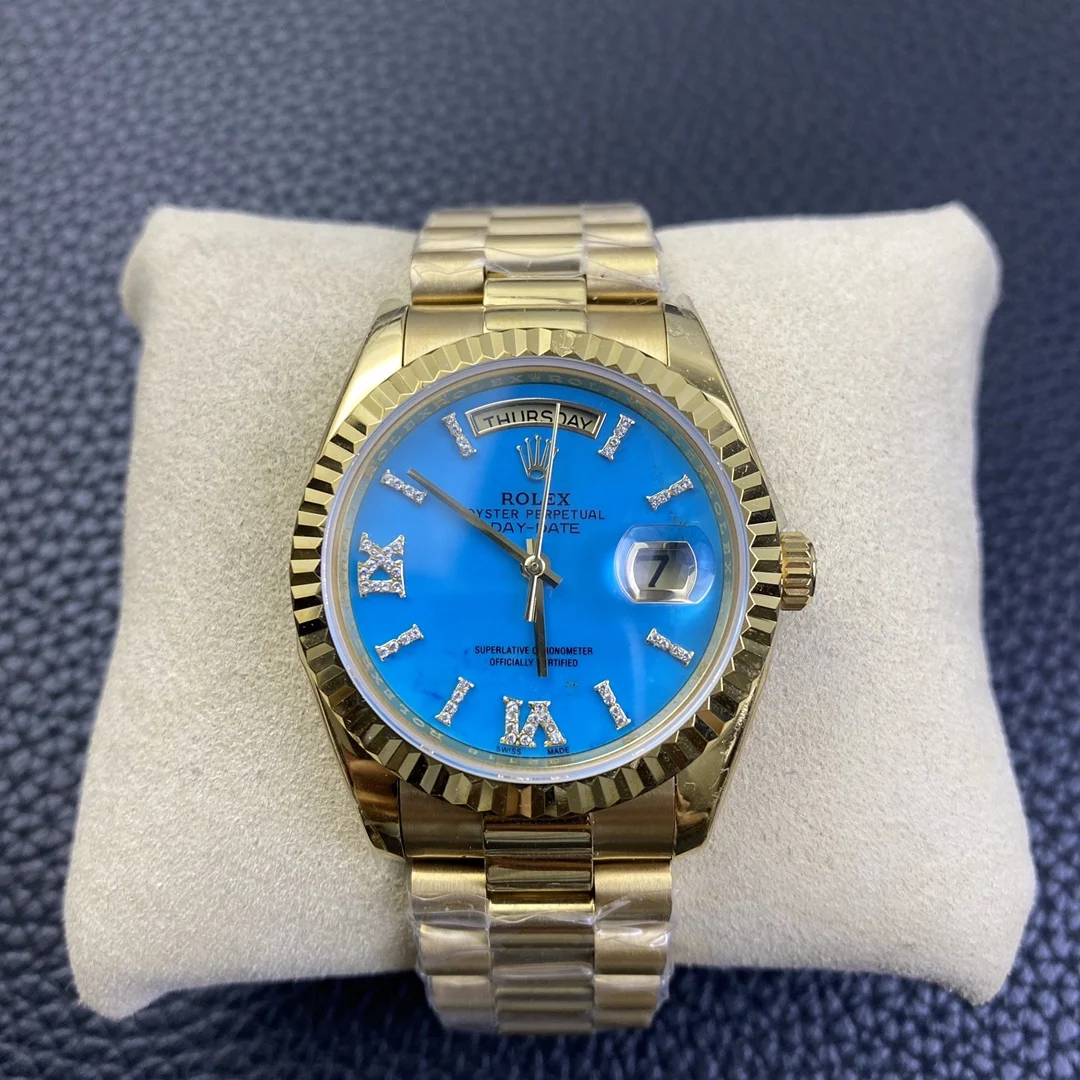 Rolex Day-Date Blue Dial 36mm — photographed off the sweep
