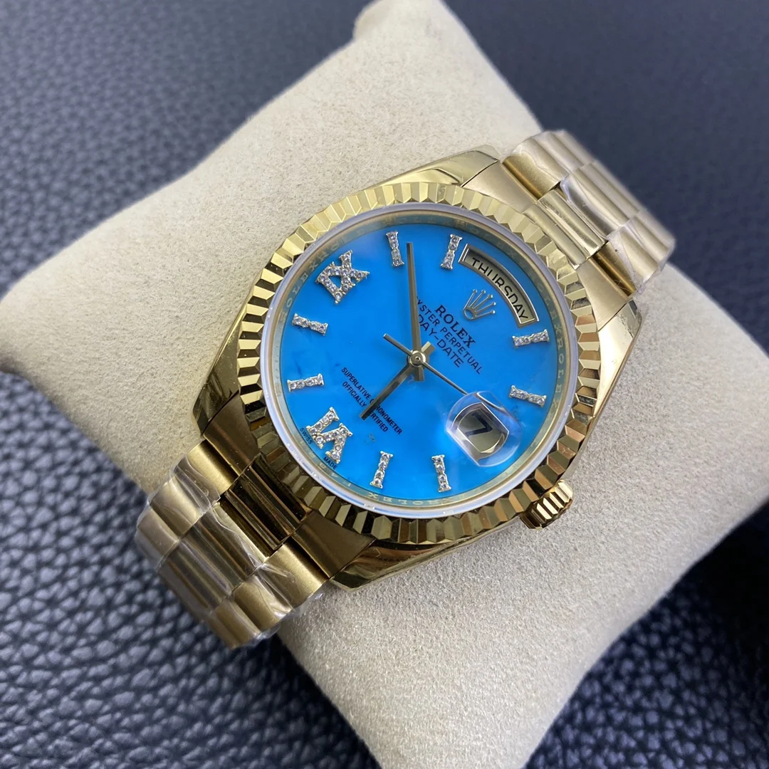 Rolex Day-Date Blue Dial 36mm — photographed off the sweep
