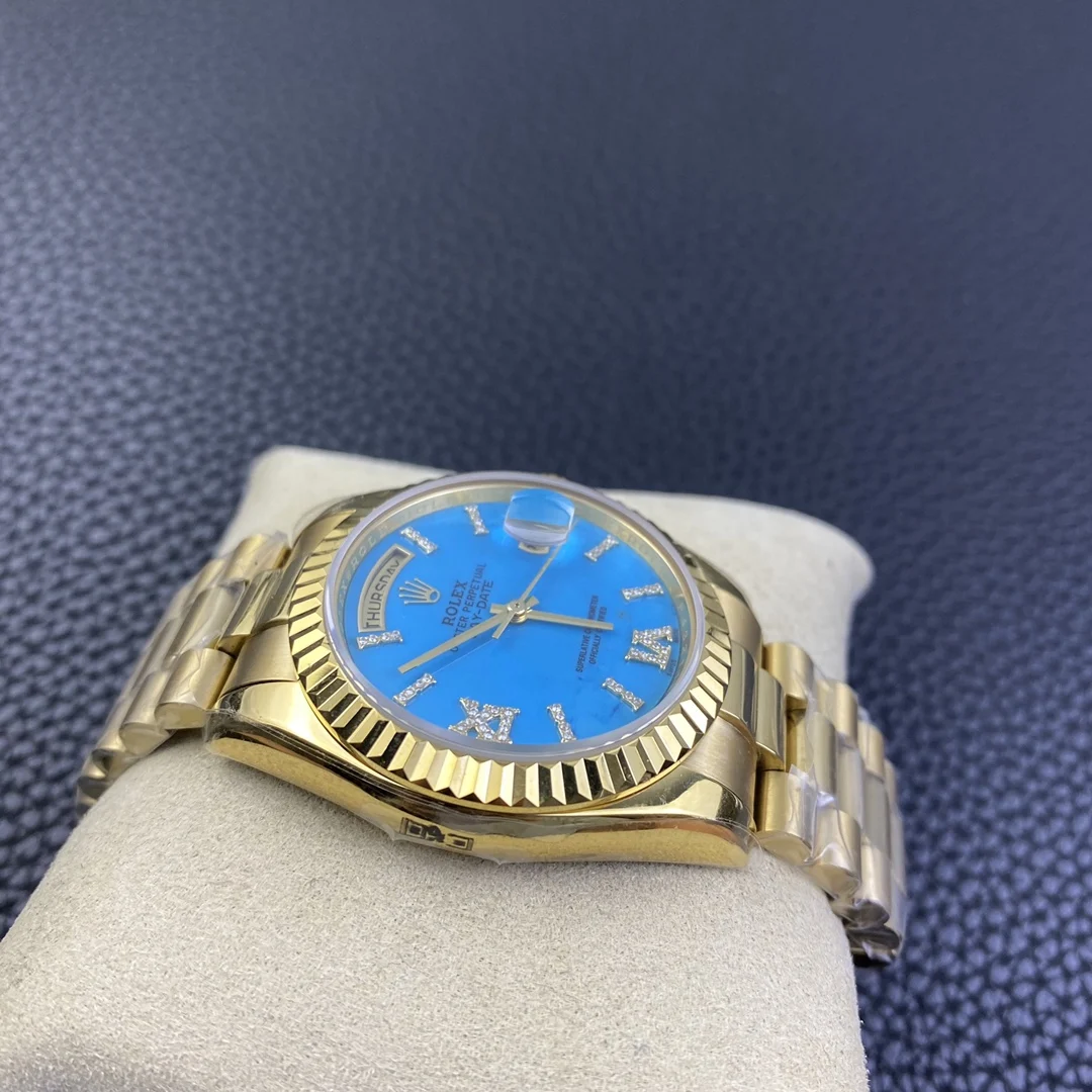 Rolex Day-Date Blue Dial 36mm — photographed off the sweep