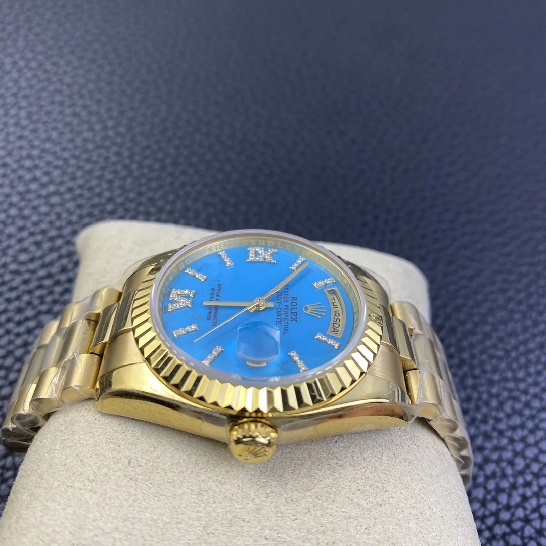 Rolex Day-Date Blue Dial 36mm — photographed off the sweep