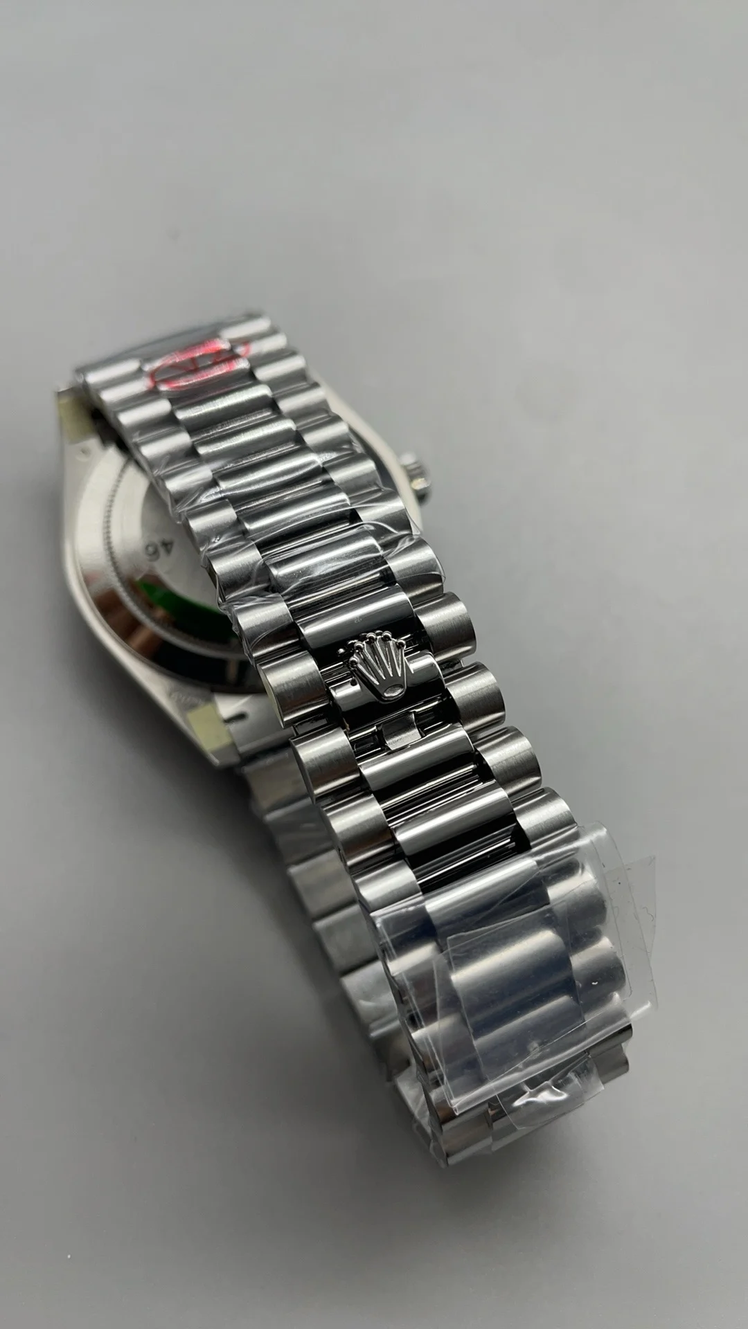 Rolex Day-Date Ceramic White Dial 40mm — photographed off the sweep