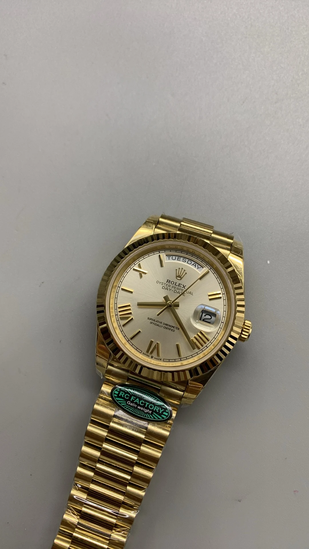 Rolex Day-Date Champagne β photographed off the sweep