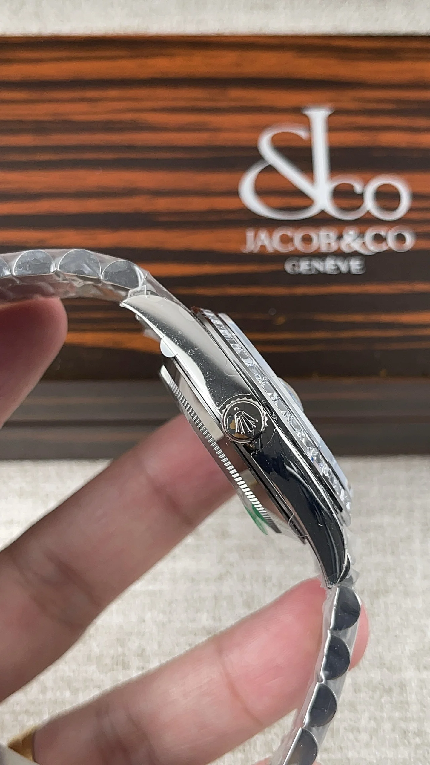 Rolex Day-Date Diamond-Set — photographed off the sweep