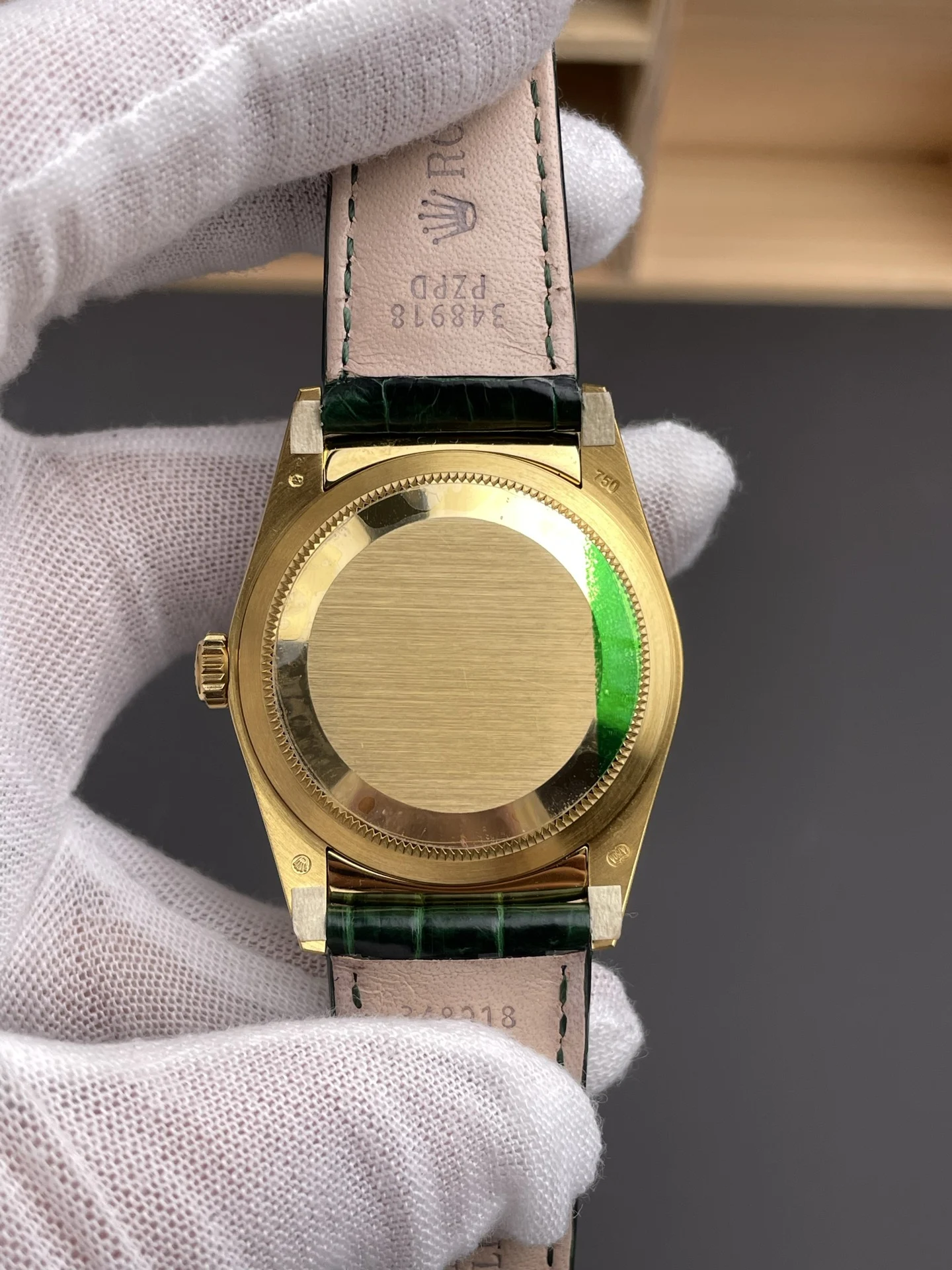 Rolex Day-Date Green Dial 36mm — photographed off the sweep