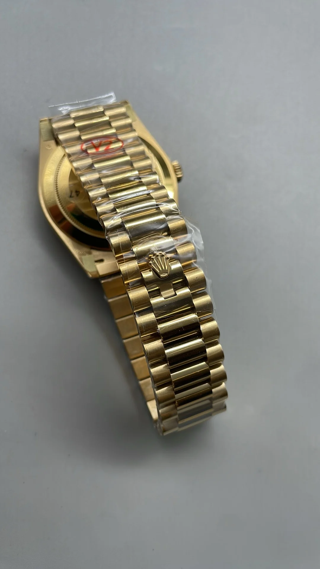 Rolex Day-Date Green Dial 40mm — photographed off the sweep