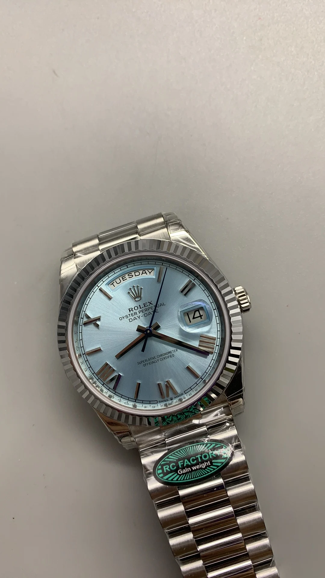 Rolex Day-Date Ice Blue Blue Dial 40mm β photographed off the sweep
