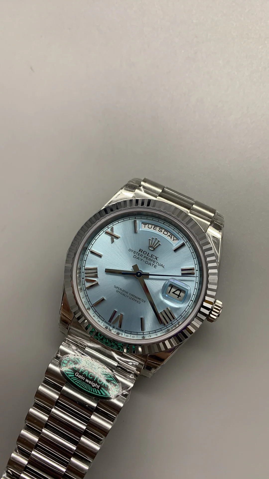 Rolex Day-Date Ice Blue Blue Dial 40mm β photographed off the sweep