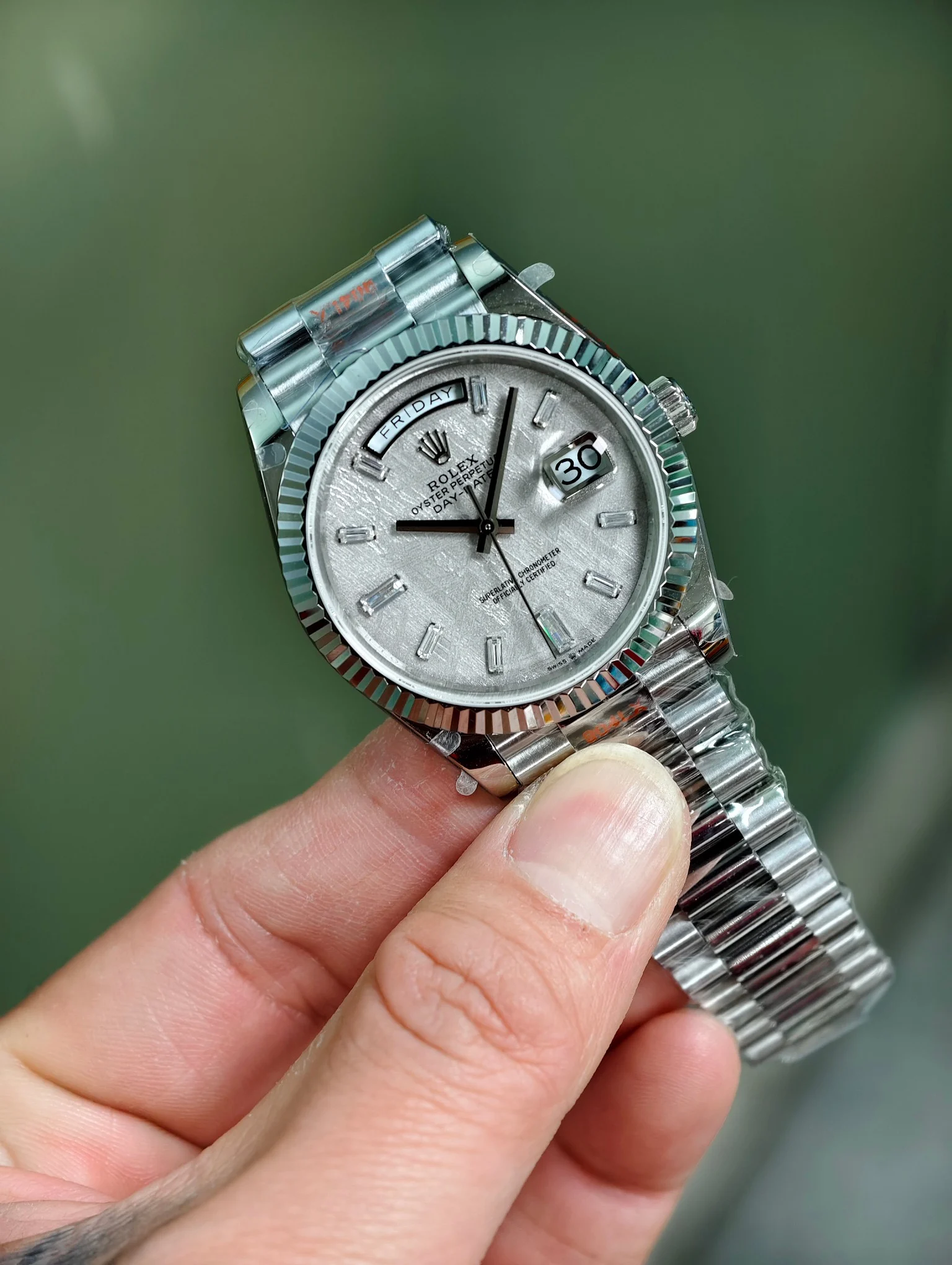 Rolex Day-Date Meteorite 40mm — photographed off the sweep