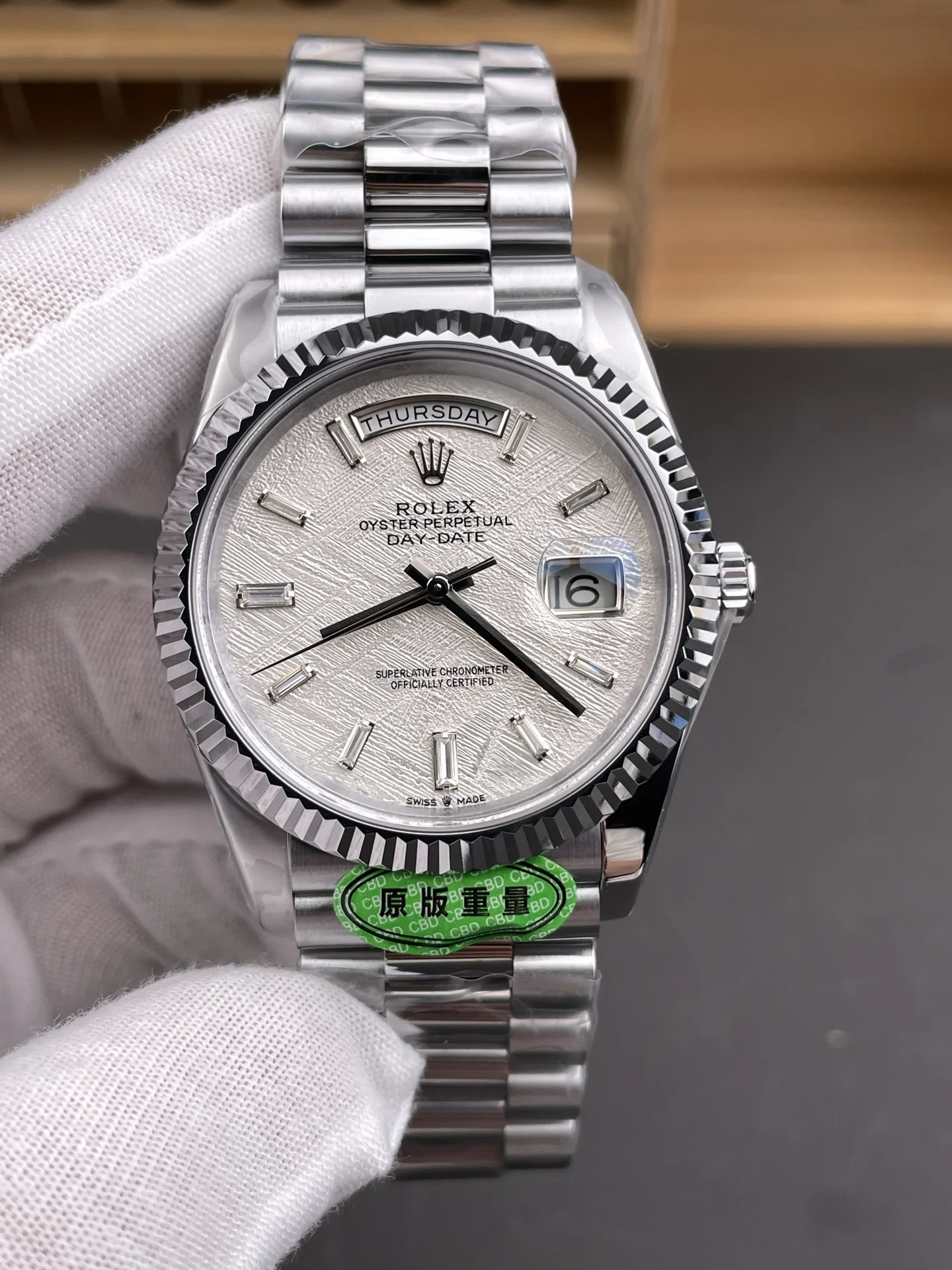 Rolex Day-Date Meteorite 40mm — photographed off the sweep