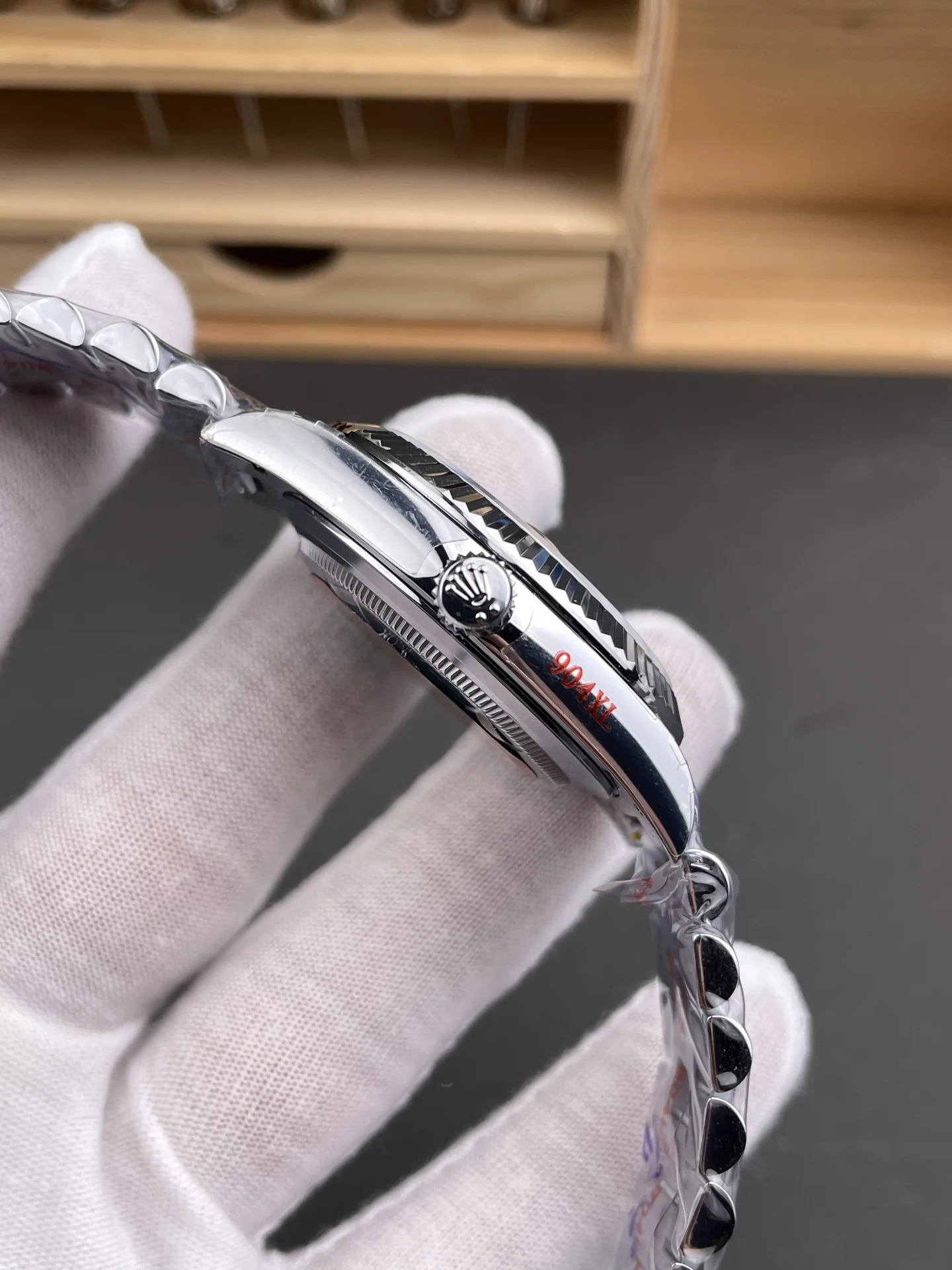 Rolex Day-Date Platinum Black Dial — photographed off the sweep