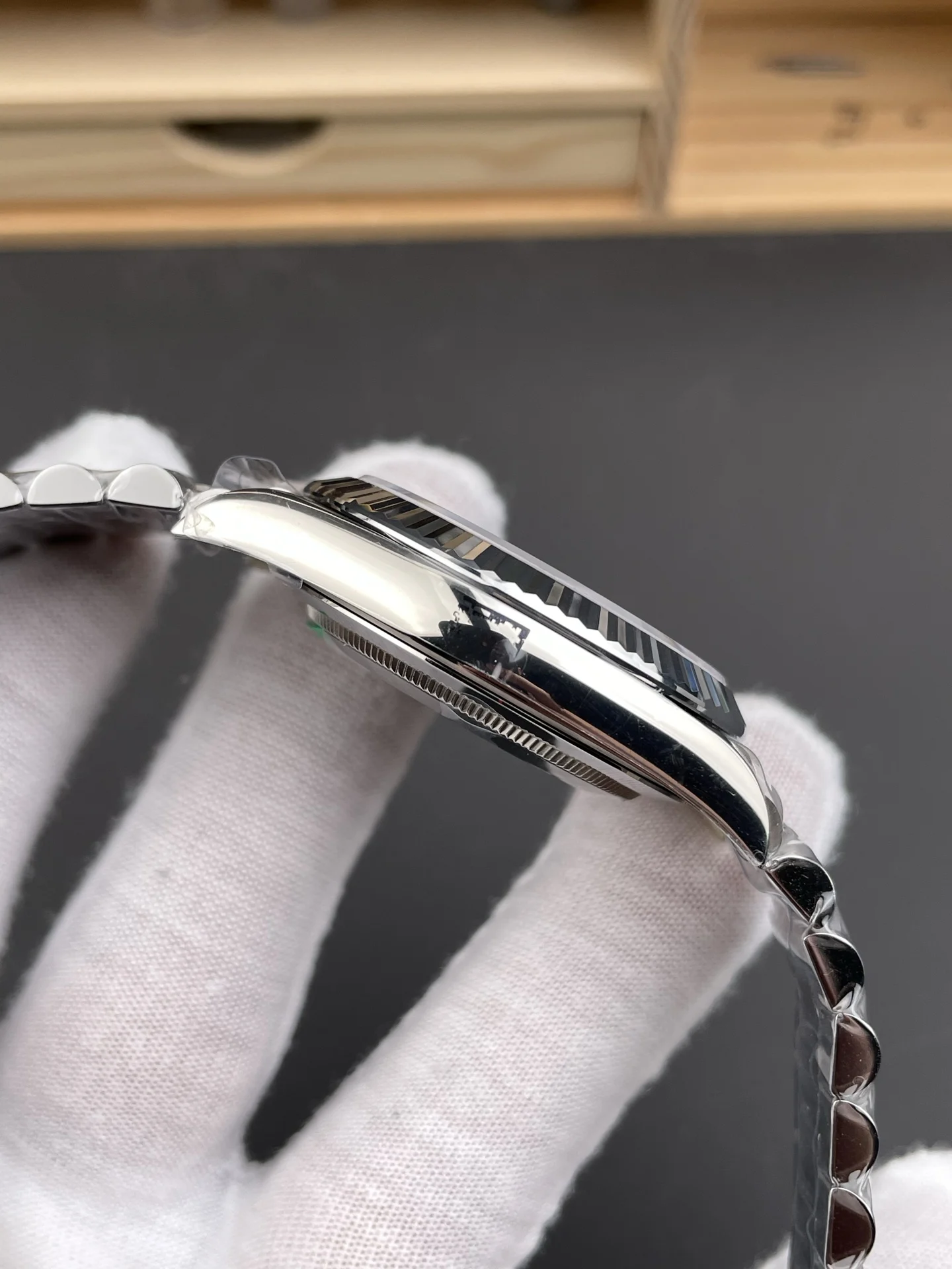 Rolex Day-Date Platinum — photographed off the sweep