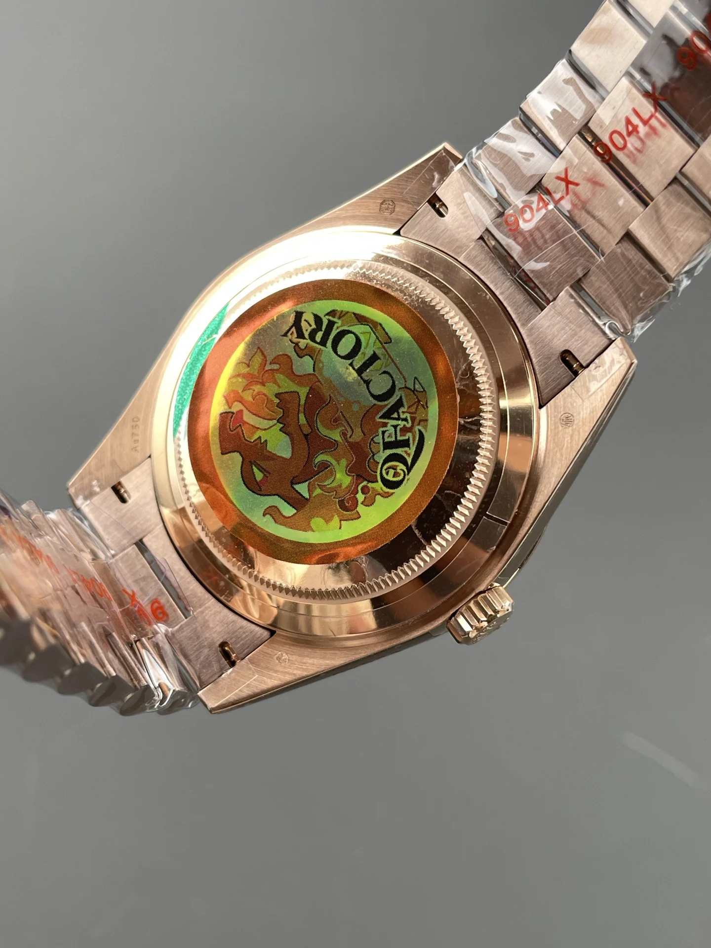 Rolex Day-Date Rose Gold 40mm — photographed off the sweep