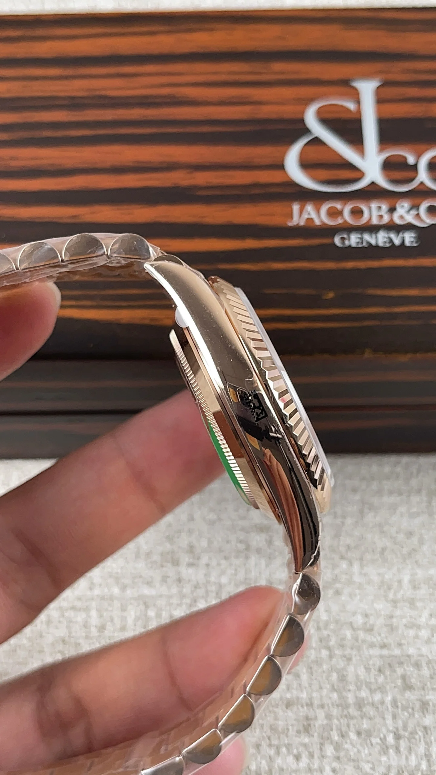 Rolex Day-Date Rose Gold 40mm — photographed off the sweep