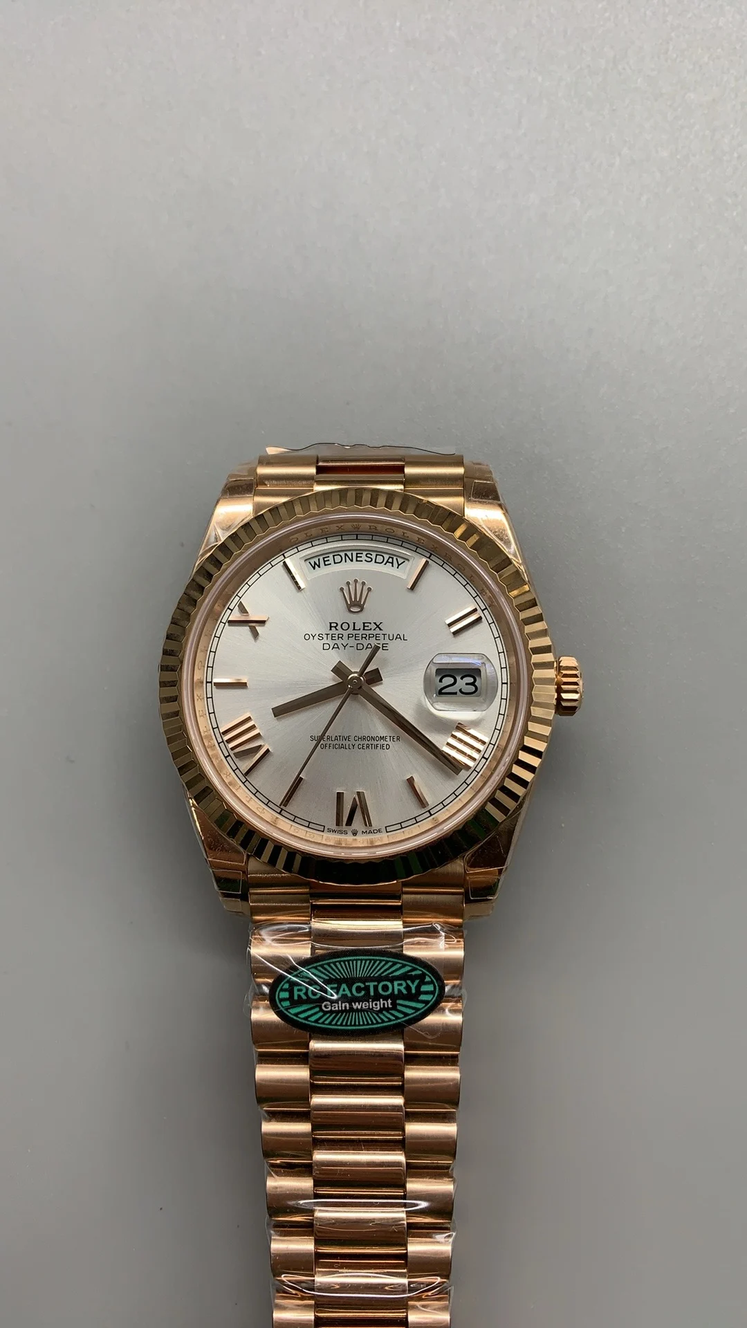 Rolex Day-Date Rose Gold Silver Dial