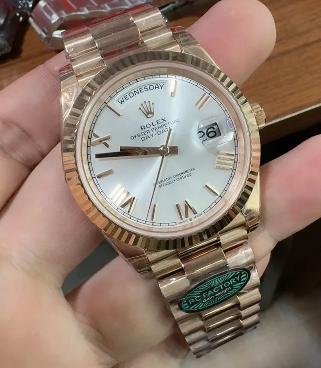 Rolex Day-Date Rose Gold Silver Dial