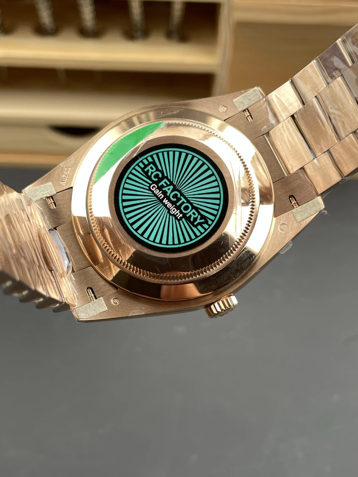 Rolex Day-Date Rose Gold White Dial 40mm — photographed off the sweep