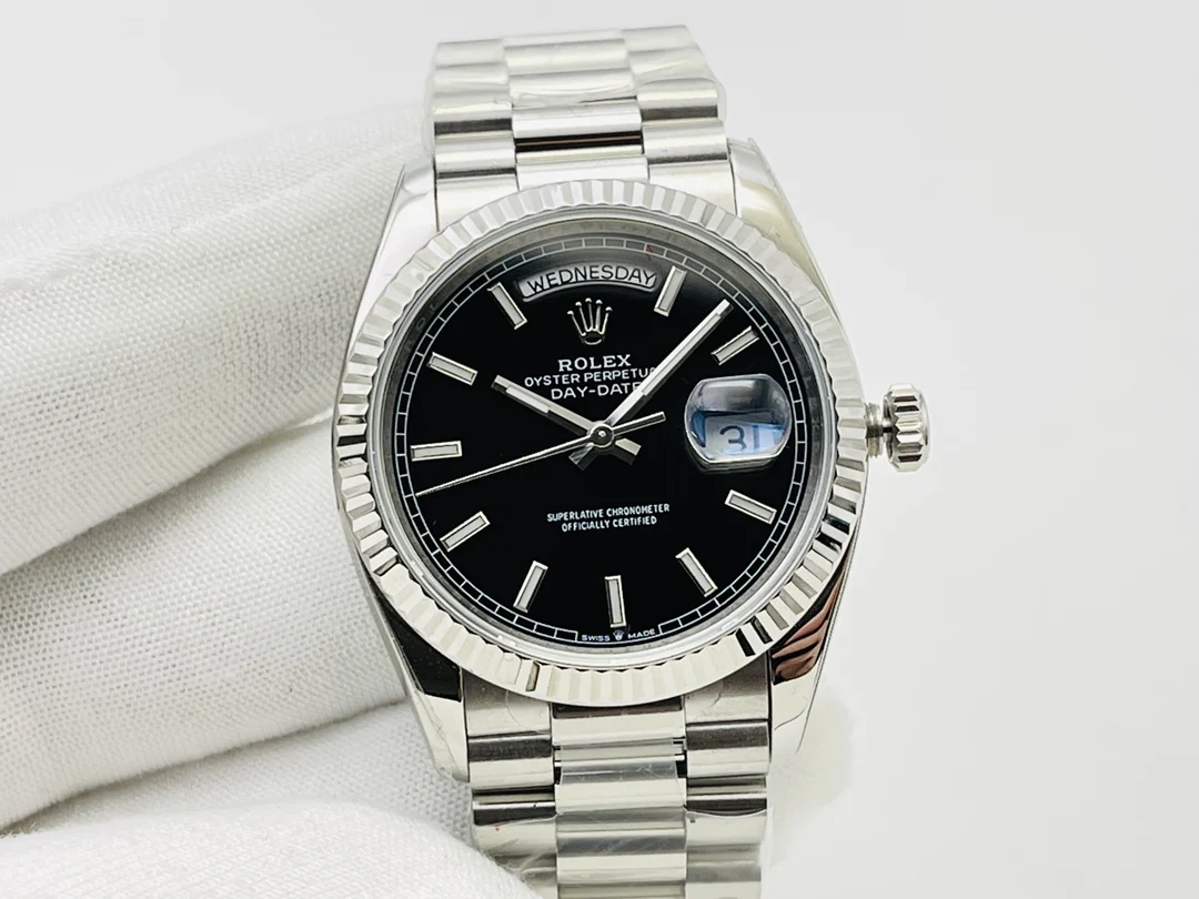 Rolex Day-Date Steel 36mm — photographed off the sweep