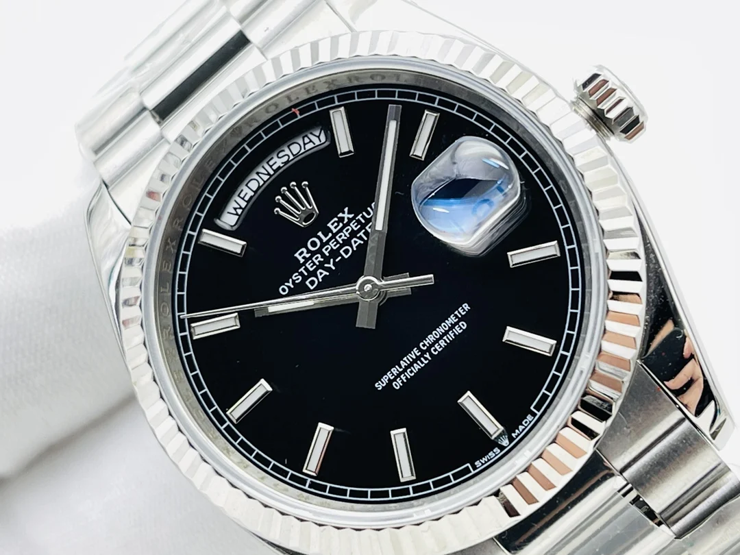 Rolex Day-Date Steel 36mm — photographed off the sweep
