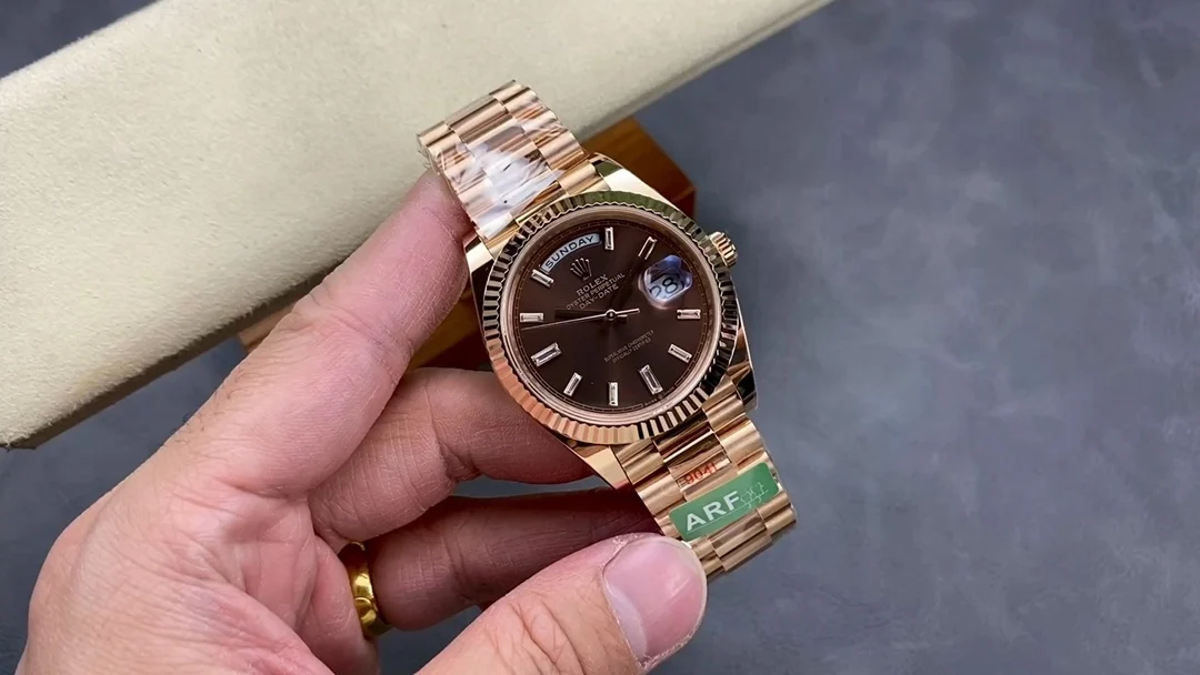 Rolex Day-Date Steel 40mm — photographed off the sweep