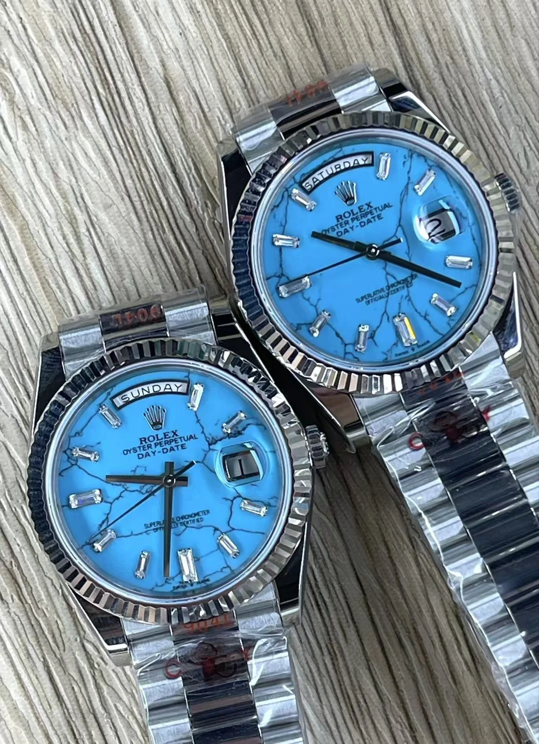 Rolex Day-Date Turquoise Dial 40mm — photographed off the sweep