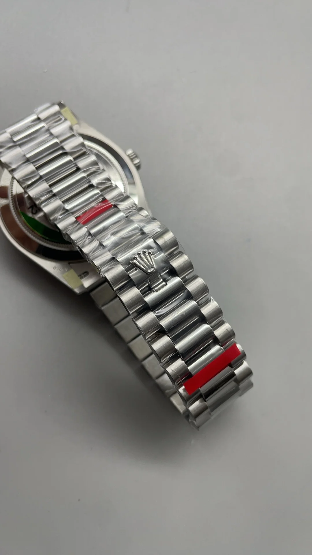 Rolex Day-Date White Dial 40mm — photographed off the sweep