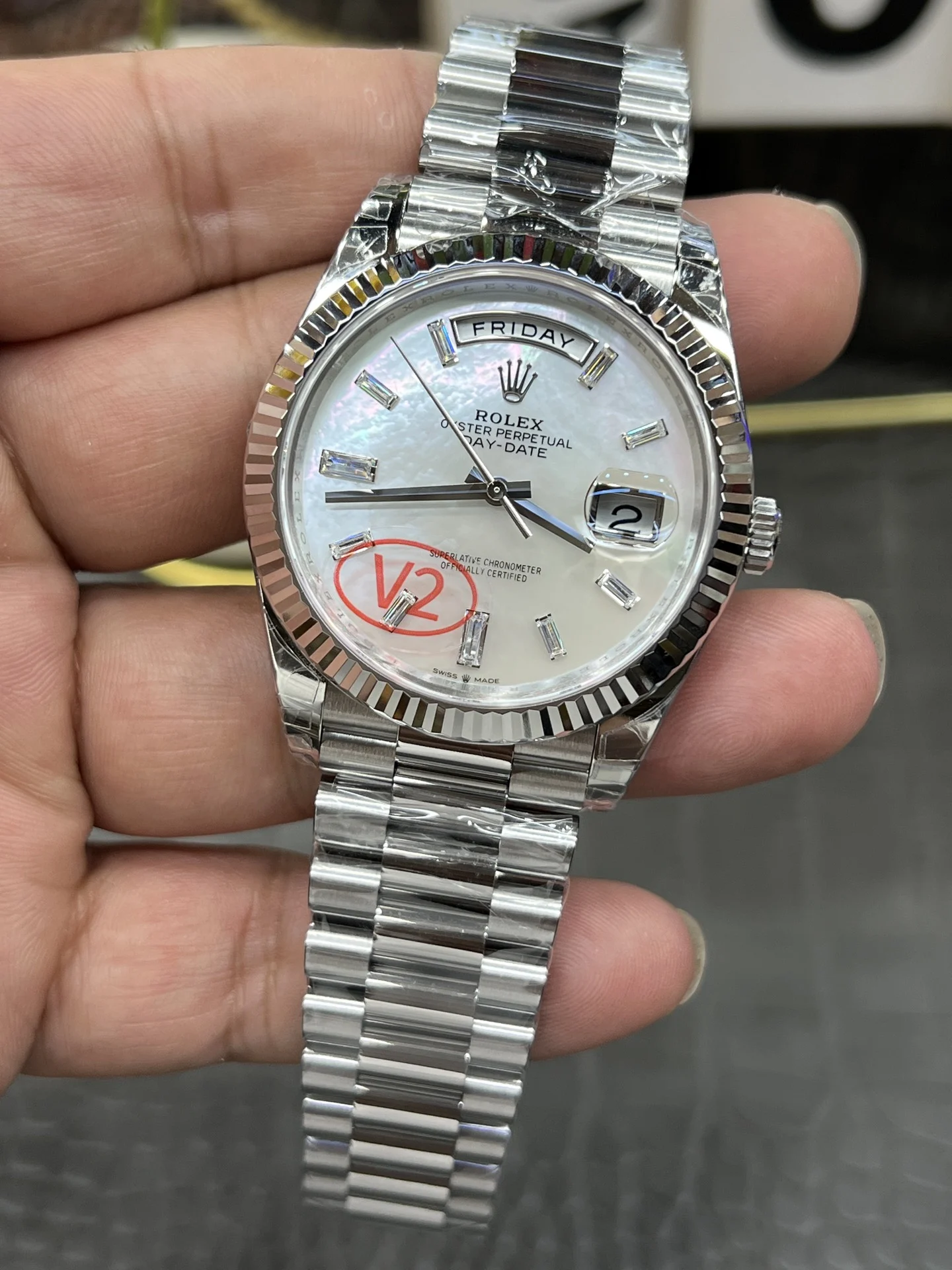 Rolex Day-Date — photographed off the sweep