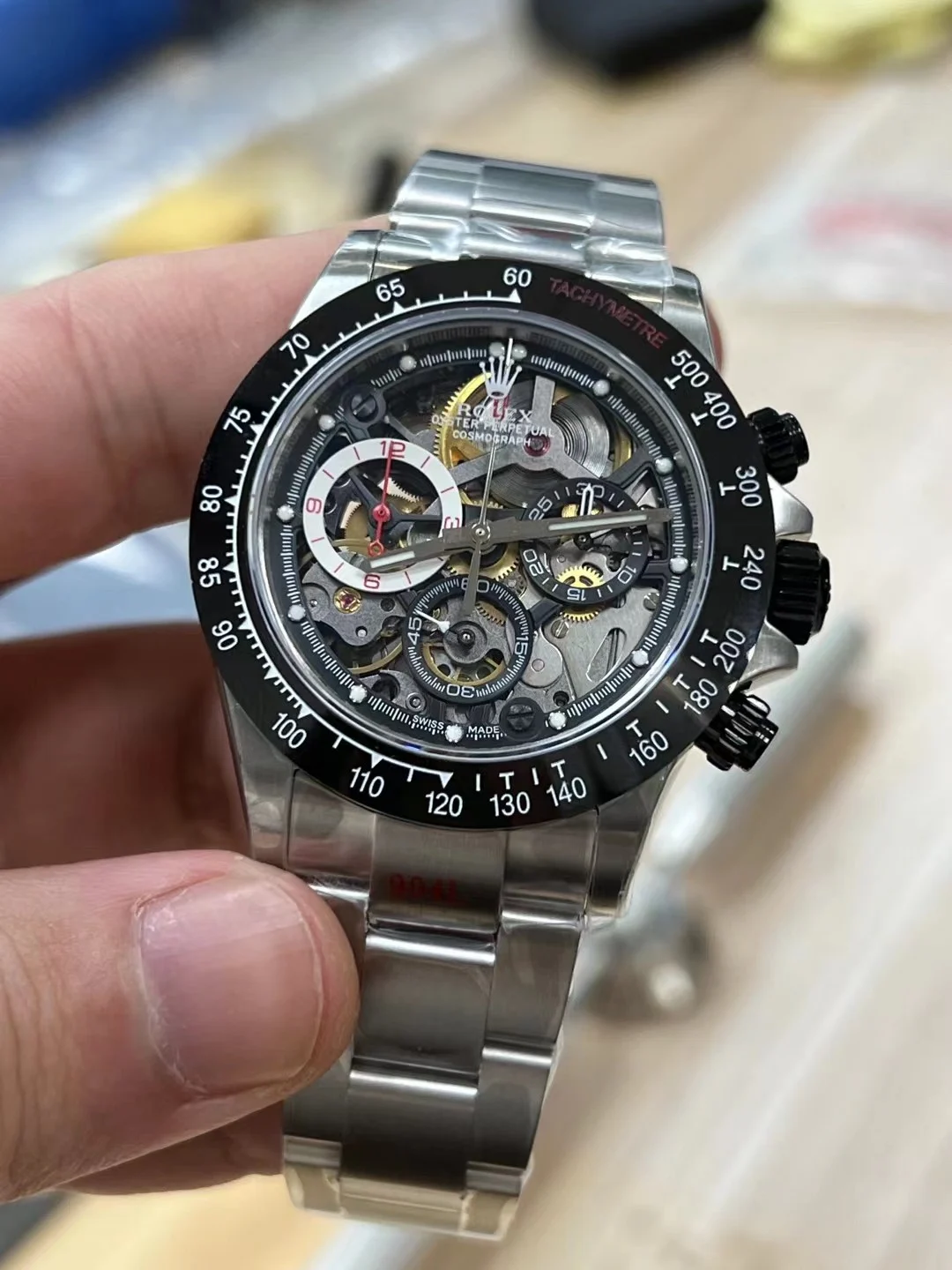Rolex Daytona — photographed off the sweep