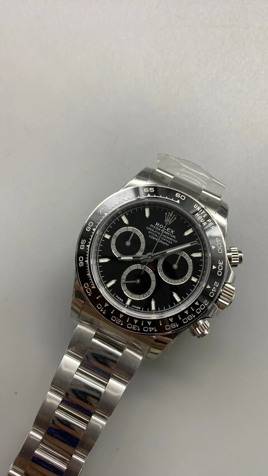 Rolex Daytona Black Dial 126500 — photographed off the sweep
