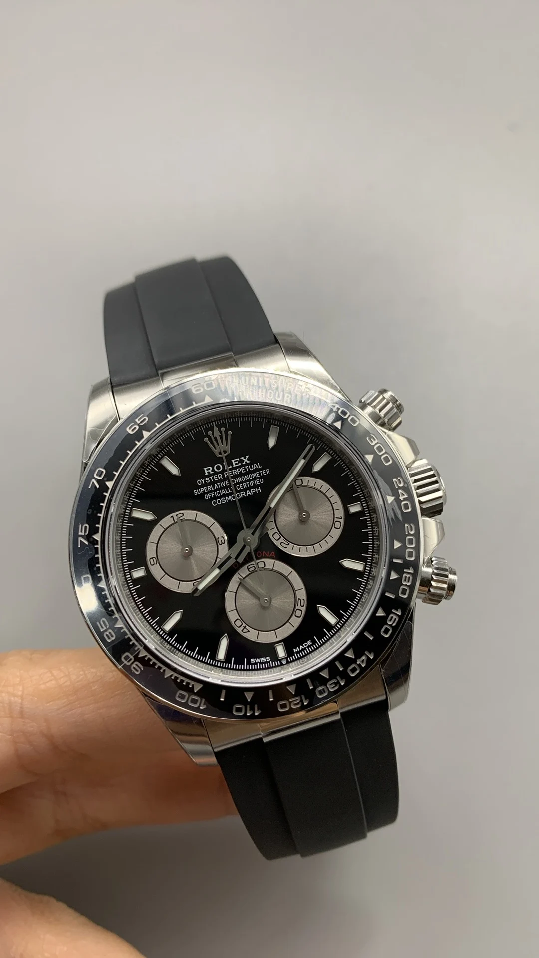 Rolex Daytona Black Dial — photographed off the sweep
