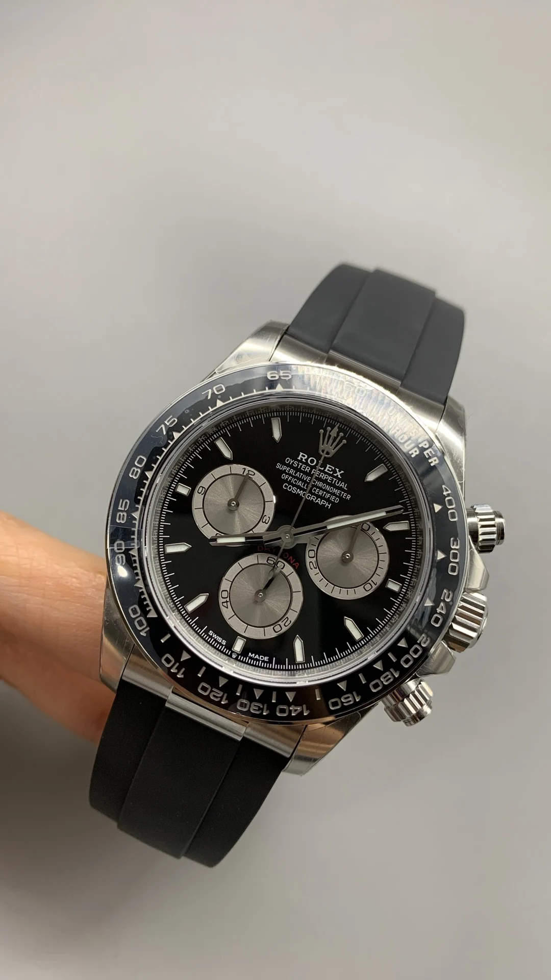 Rolex Daytona Black Dial — photographed off the sweep
