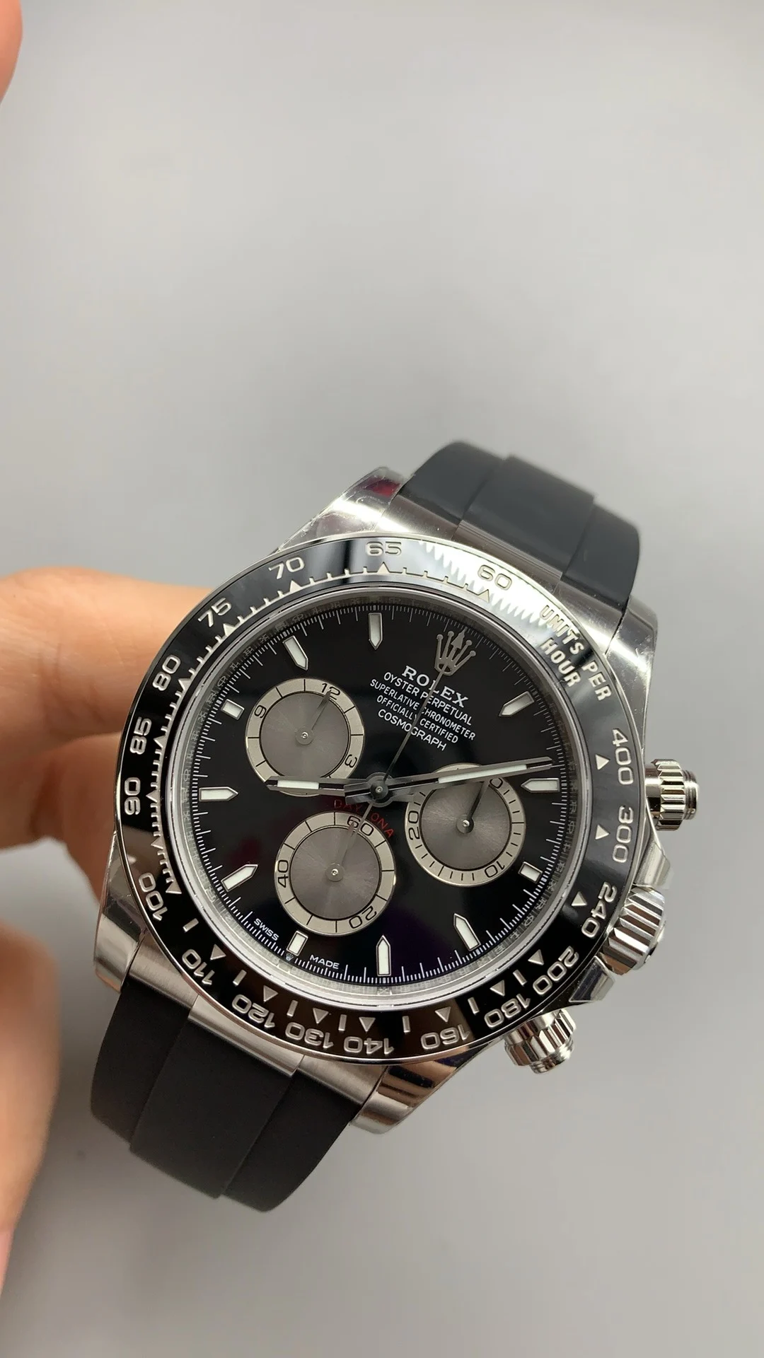 Rolex Daytona Black Dial — photographed off the sweep