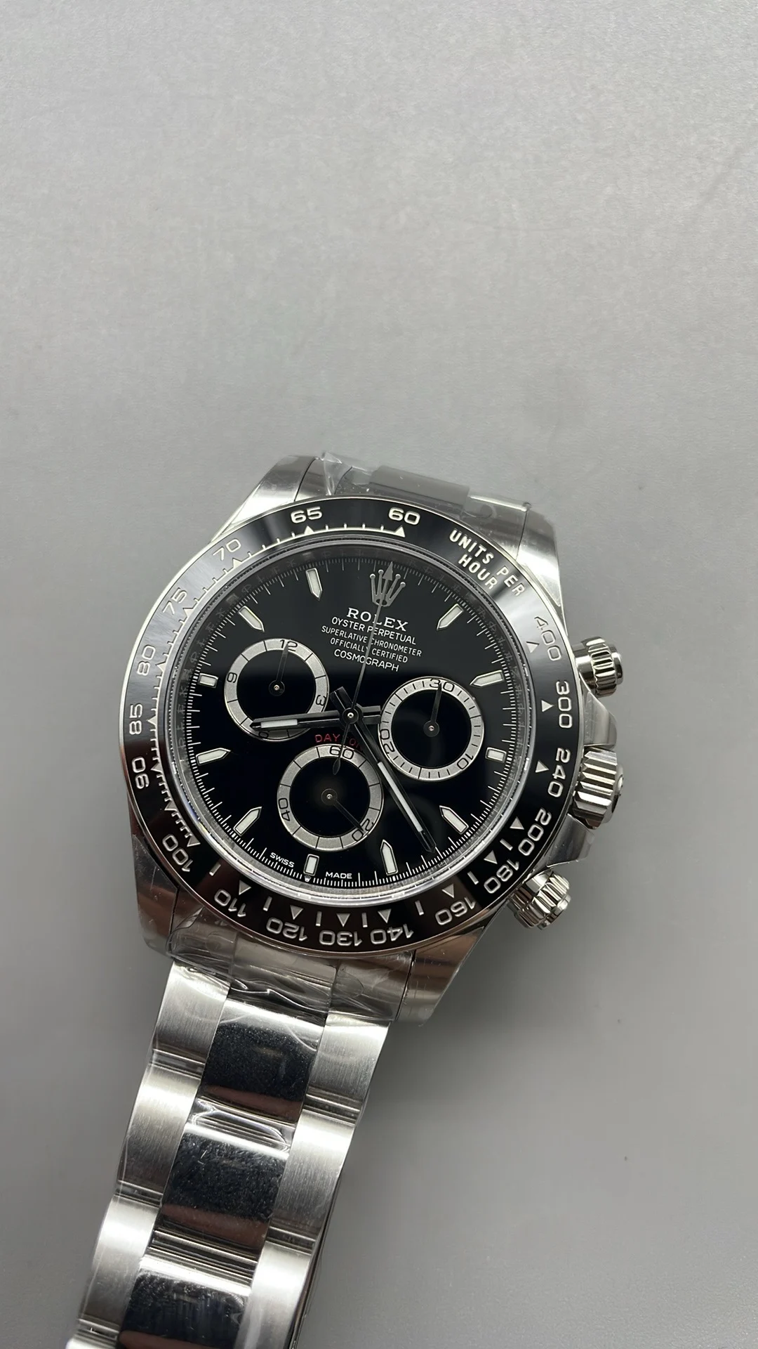 Rolex Daytona Black Dial — photographed off the sweep