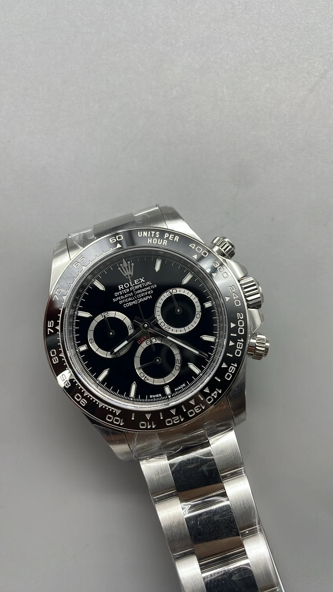 Rolex Daytona Black Dial — photographed off the sweep