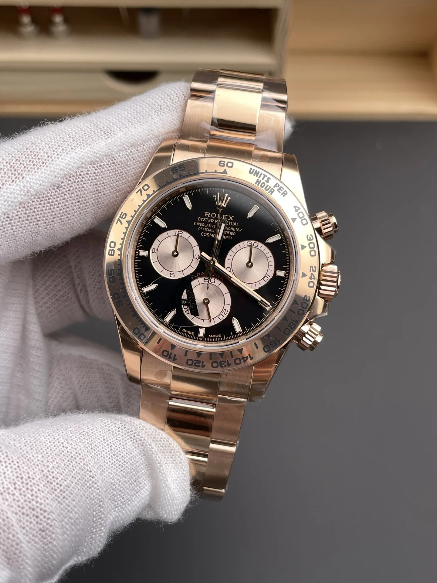 Rolex Daytona Black Dial 40mm — photographed off the sweep