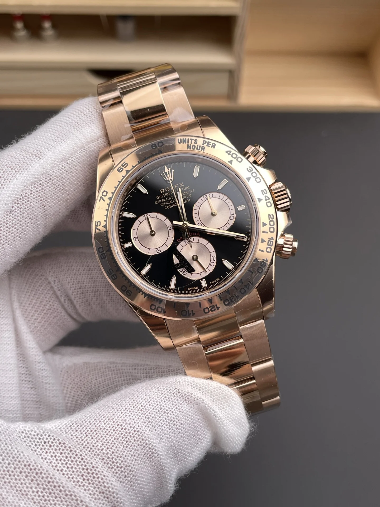 Rolex Daytona Black Dial 40mm — photographed off the sweep